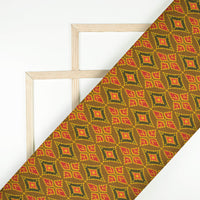 Dijon Yellow And Red Patolaa Pattern Digital Print Viscose Rayon Fabric (Width 58 Inches)