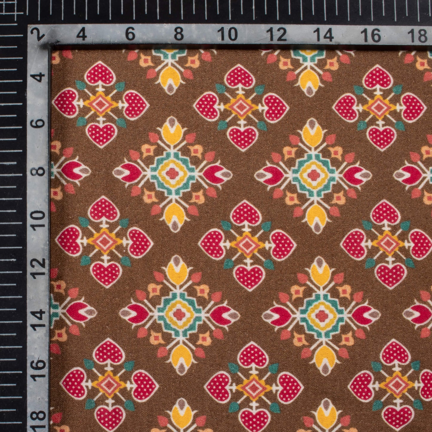 Cedar Brown And Magenta Purple Patola Pattern Digital Print Viscose Rayon Fabric (Width 58 Inches)
