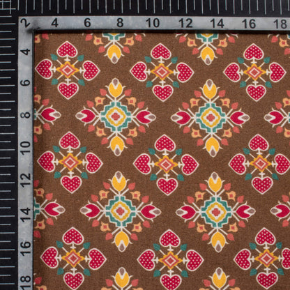 Cedar Brown And Magenta Purple Patolaa Pattern Digital Print Viscose Rayon Fabric (Width 58 Inches)