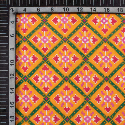 Sunrise Orange And Magenta Pink Patolaa Pattern Digital Print Viscose Rayon Fabric (Width 58 Inches)