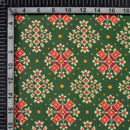 Forest Green And Blood Red Patolaa Pattern Digital Print Viscose Rayon Fabric (Width 58 Inches)