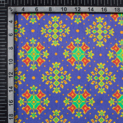 Cobalt Blue And Paris Green Patolaa Pattern Digital Print Viscose Rayon Fabric (Width 58 Inches)