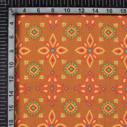 Ochre Orange And Paris Green Patolaa Pattern Digital Print Viscose Rayon Fabric (Width 58 Inches)
