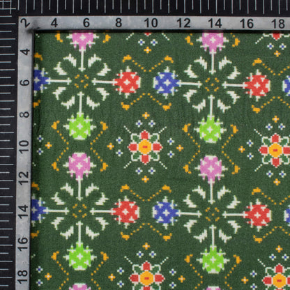Forest Green And Purple Patolaa Pattern Digital Print Viscose Rayon Fabric (Width 58 Inches)