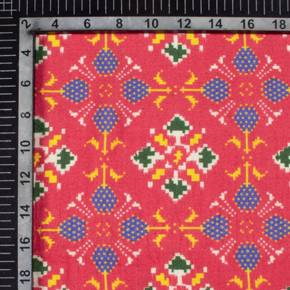 Vermilion Red And Blue Patolaa Pattern Digital Print Viscose Rayon Fabric (Width 58 Inches)