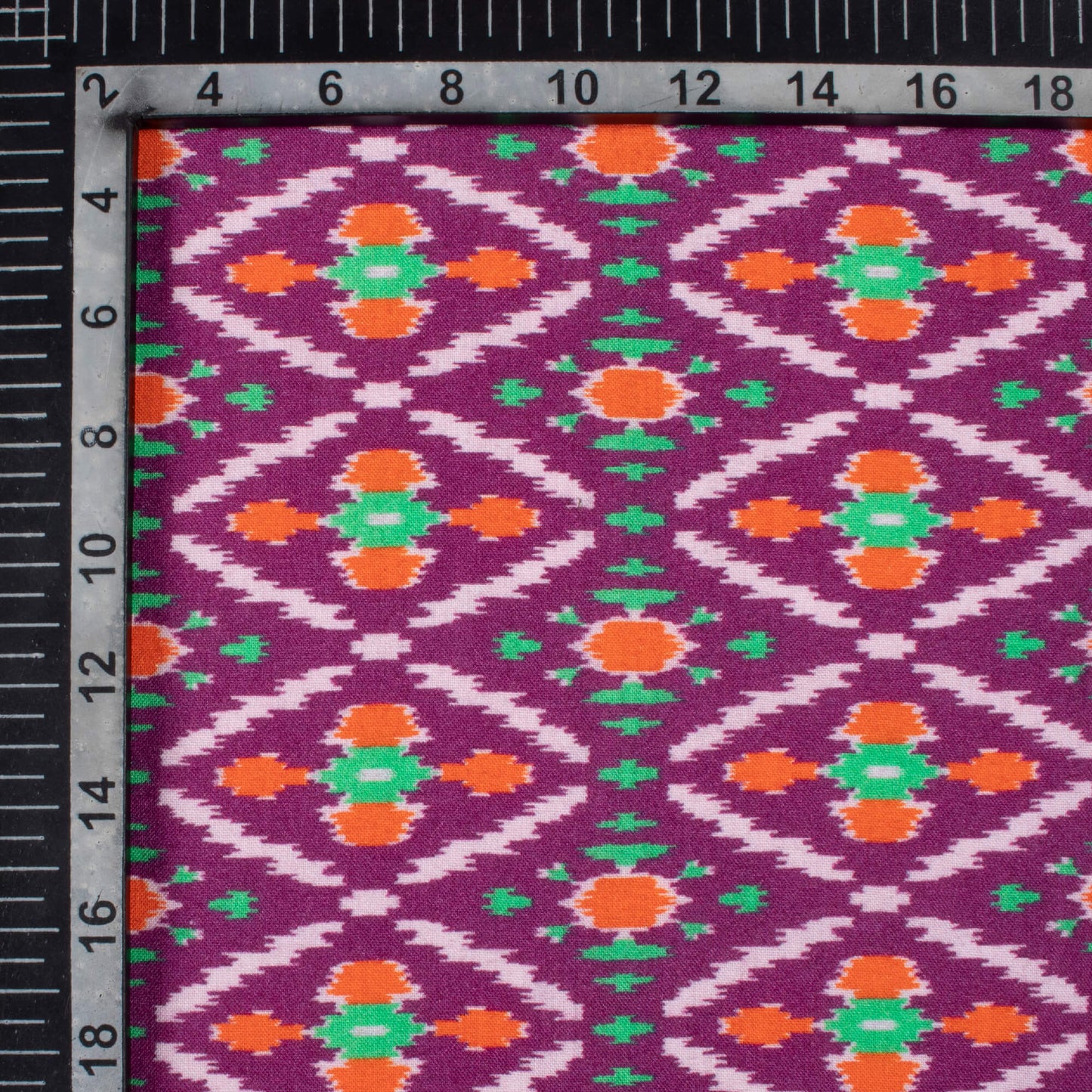 Violet Purple And Orange Patola Pattern Digital Print Viscose Rayon Fabric (Width 58 Inches)