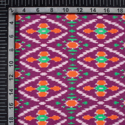 Violet Purple And Orange Patolaa Pattern Digital Print Viscose Rayon Fabric (Width 58 Inches)