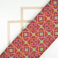 Ruby Red And Orange Patolaa Pattern Digital Print Viscose Rayon Fabric (Width 58 Inches)