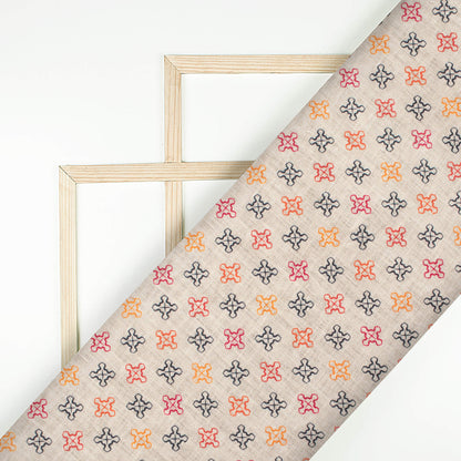 Mushroom Grey And Red Geometric Pattern Digital Print Premium Swiss Linen Fabric