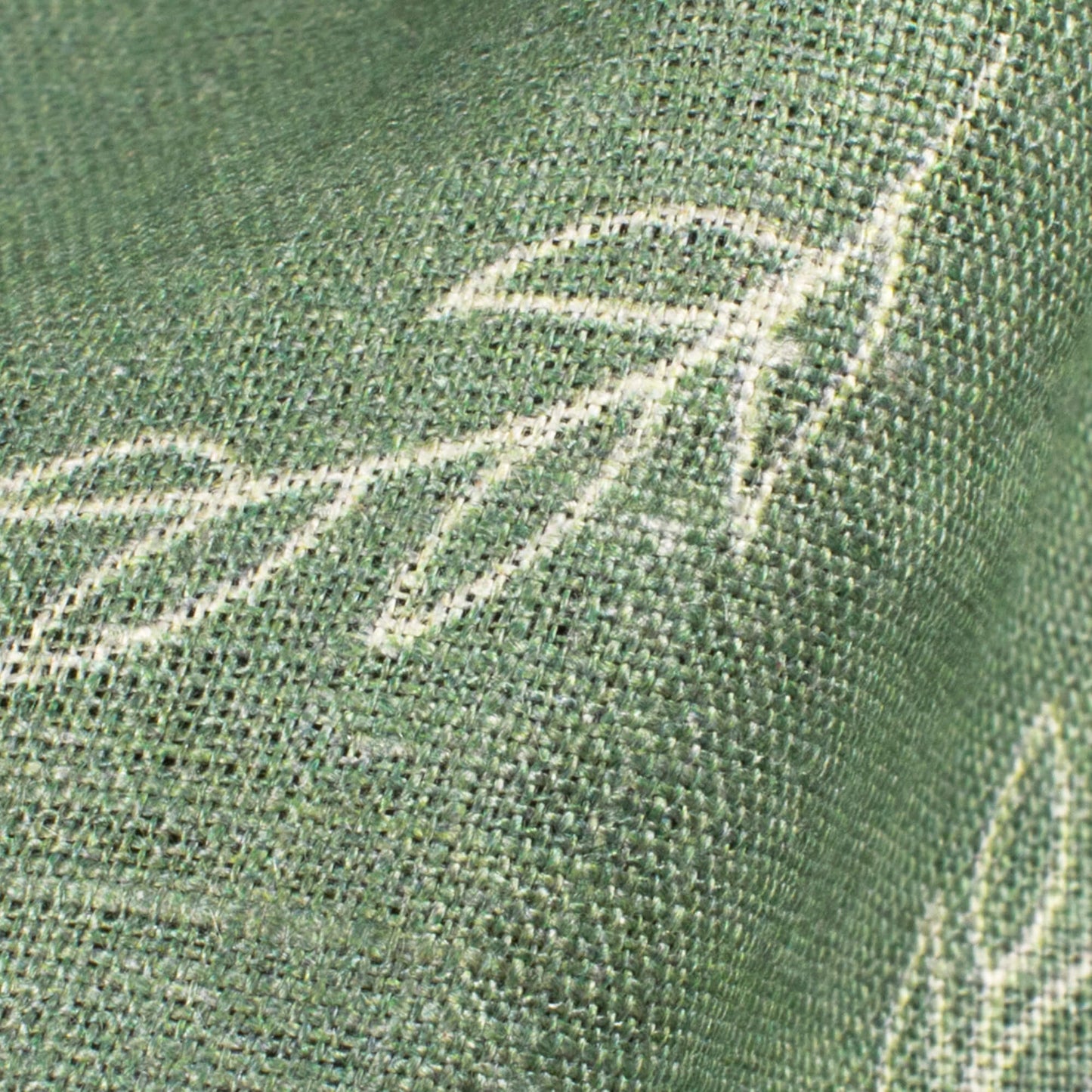 Laurel Green And White Leaf Pattern Digital Print Premium Swiss Linen Fabric