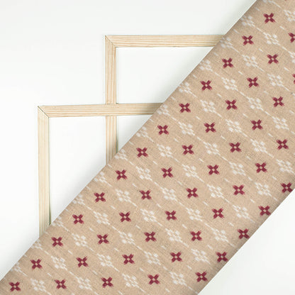 Pastel Brown And Maroon Geometric Pattern Digital Print Premium Swiss Linen Fabric