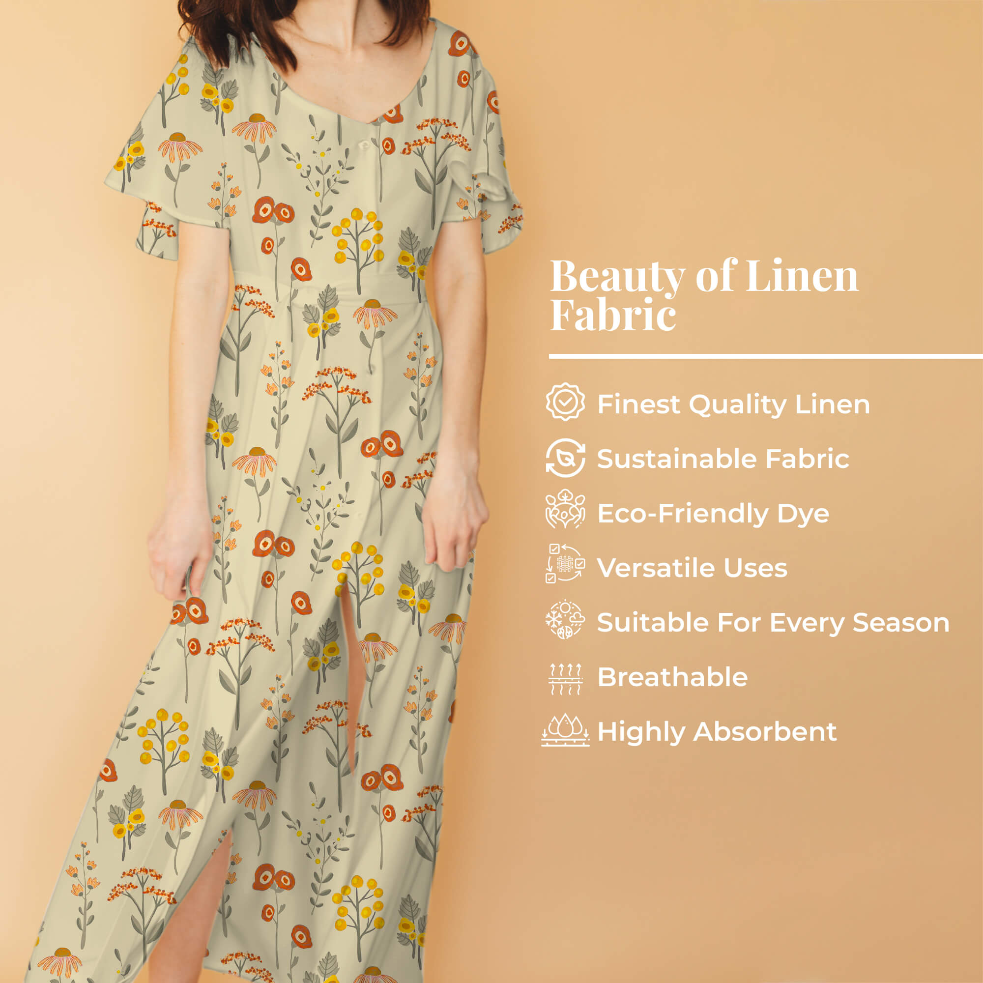 New Women Dress of Linen Satin Fabric