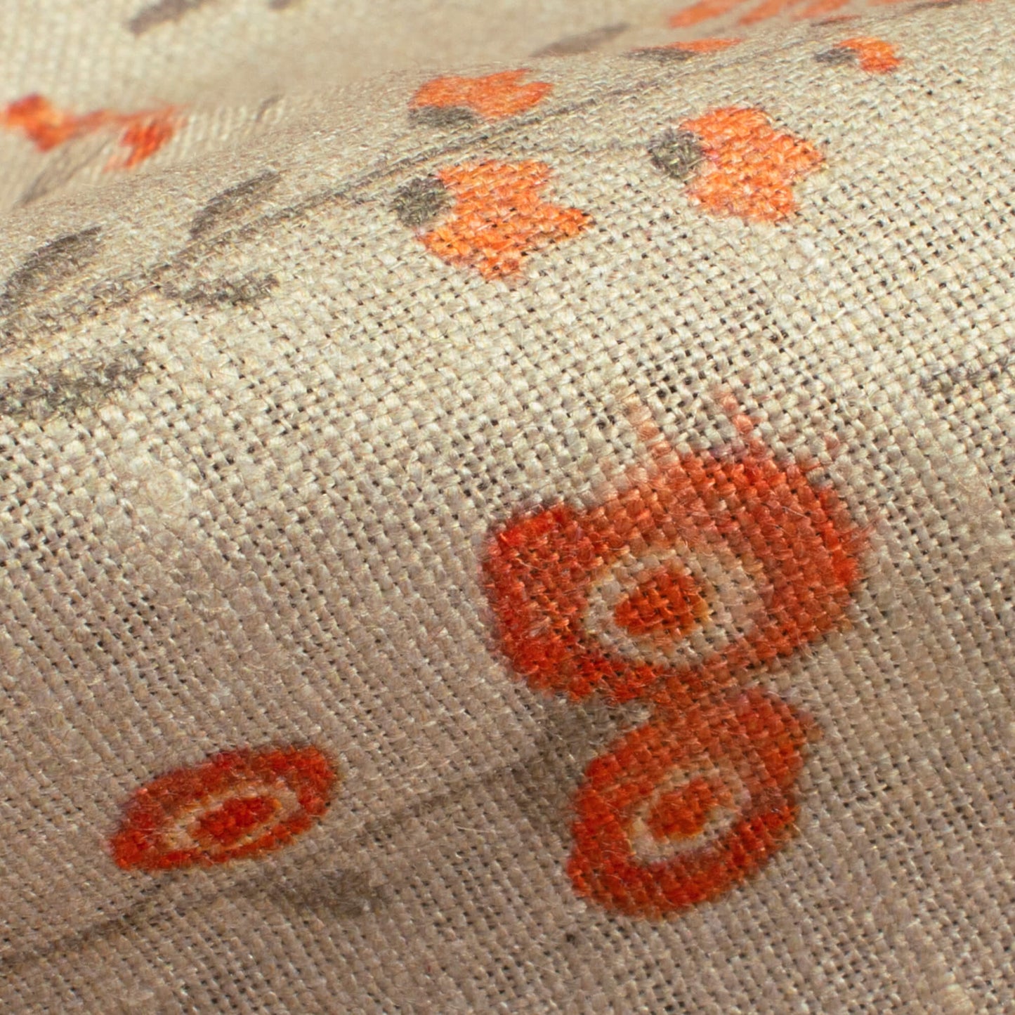 Fawn Beige And Red Floral Pattern Digital Print Premium Swiss Linen Fabric