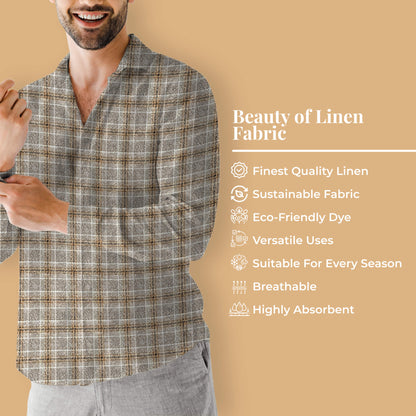 Black And Brown Checks Pattern Digital Print Premium Swiss Linen Fabric
