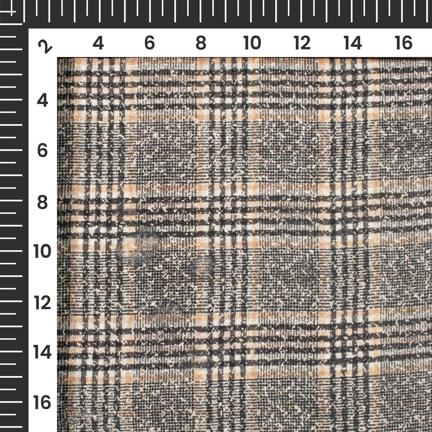 Black And Brown Checks Pattern Digital Print Premium Swiss Linen Fabric
