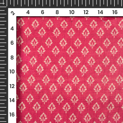Hibiscus Red And Beige Booti Pattern Digital Print Premium Swiss Linen Fabric