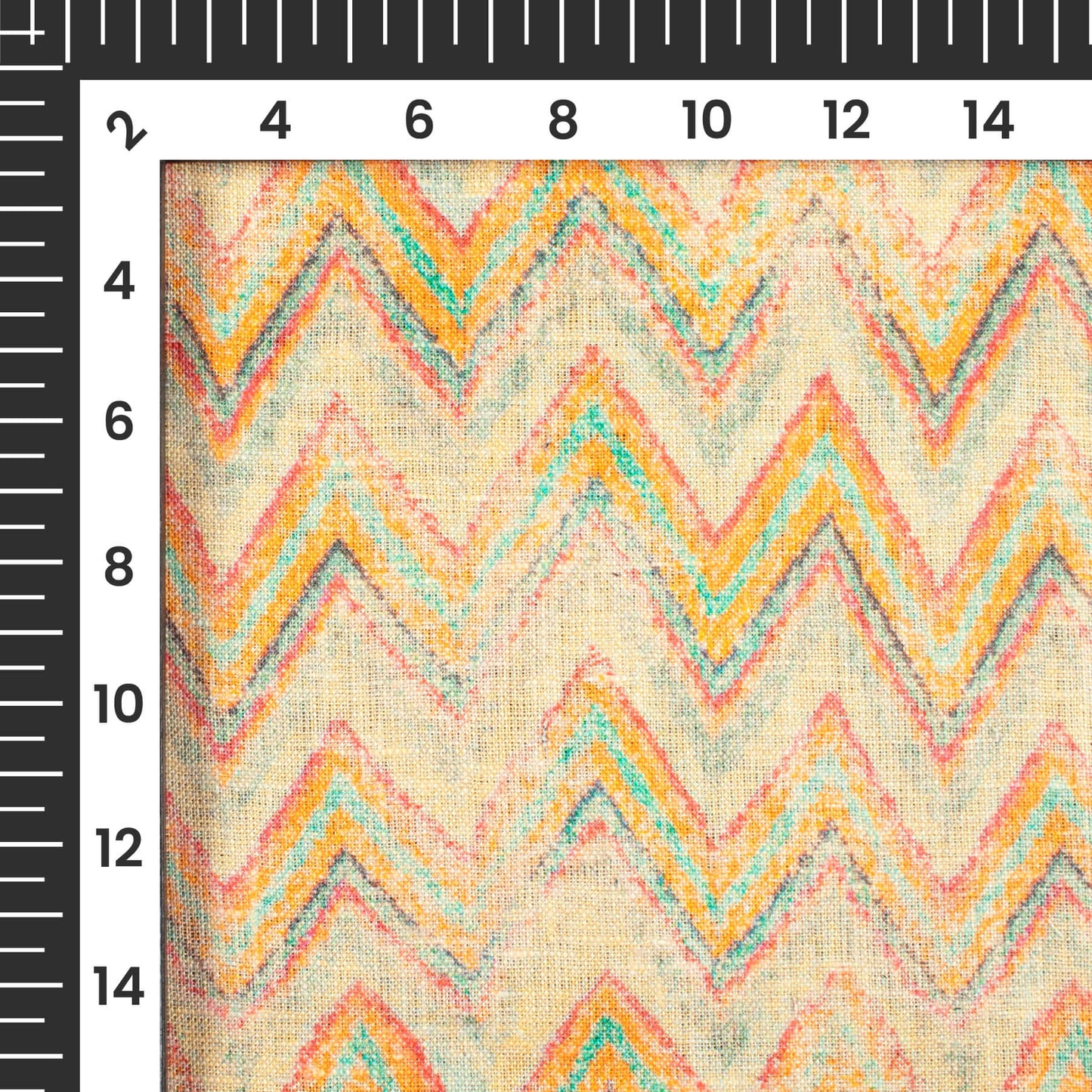 Pale Yellow And Orange Chevron Pattern Digital Print Premium Swiss Linen Fabric