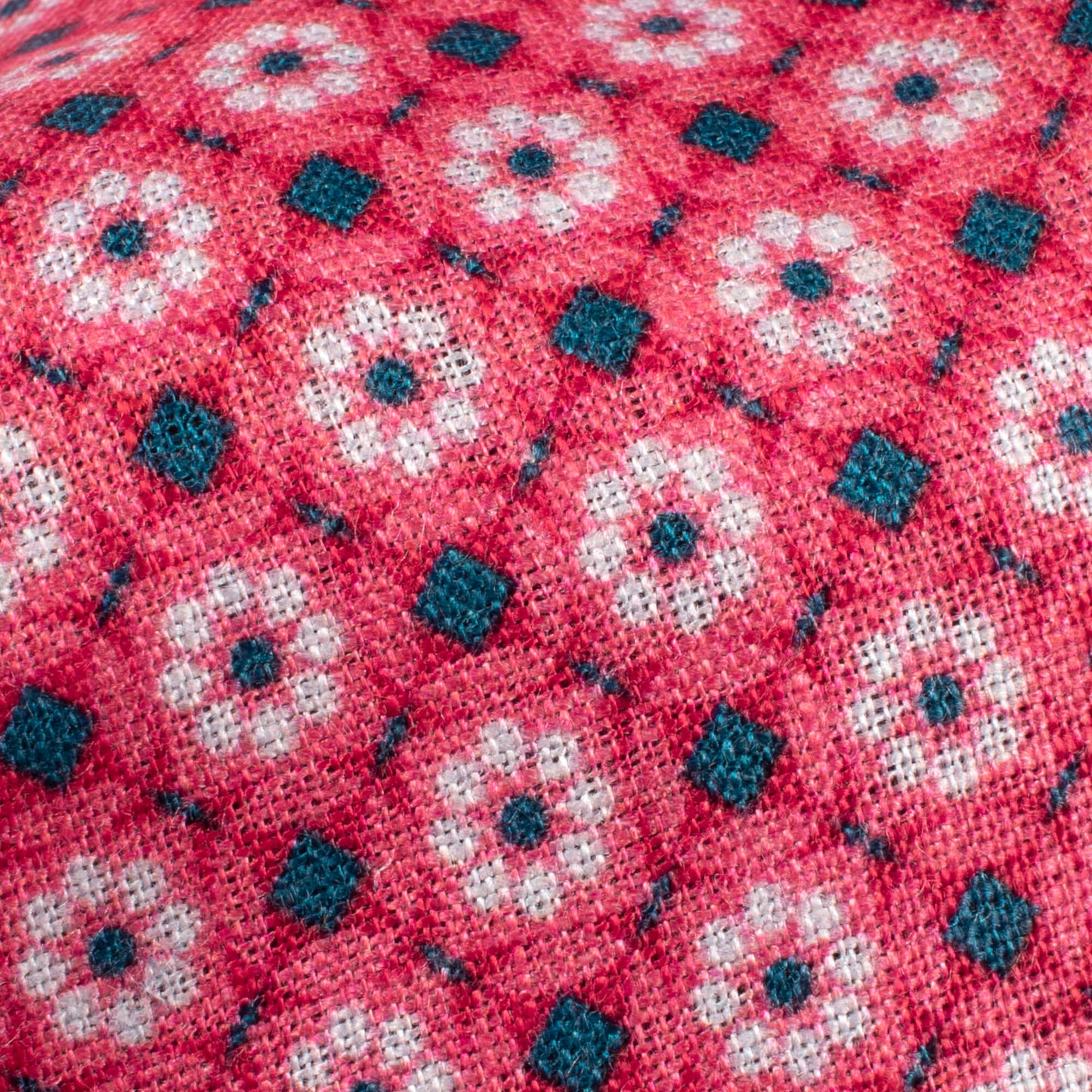 Punch Pink And White Floral Pattern Digital Print Premium Swiss Linen Fabric