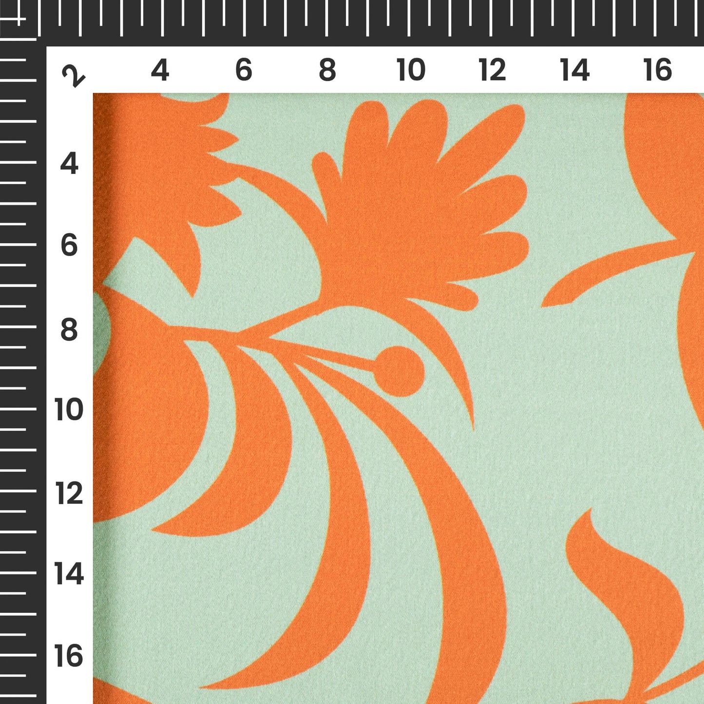 Stone Blue And Cider Orange Floral Pattern Digital Print Japan Satin Fabric