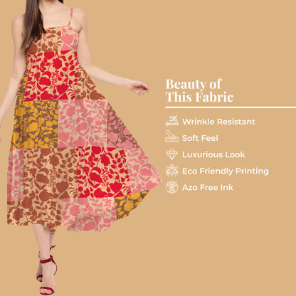 Multi-Color Floral Pattern Digital Print Japan Satin Fabric