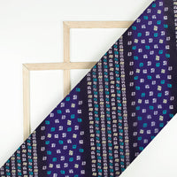 Royal Blue And Black Bandhanii Pattern Digital Print Organza Satin Fabric