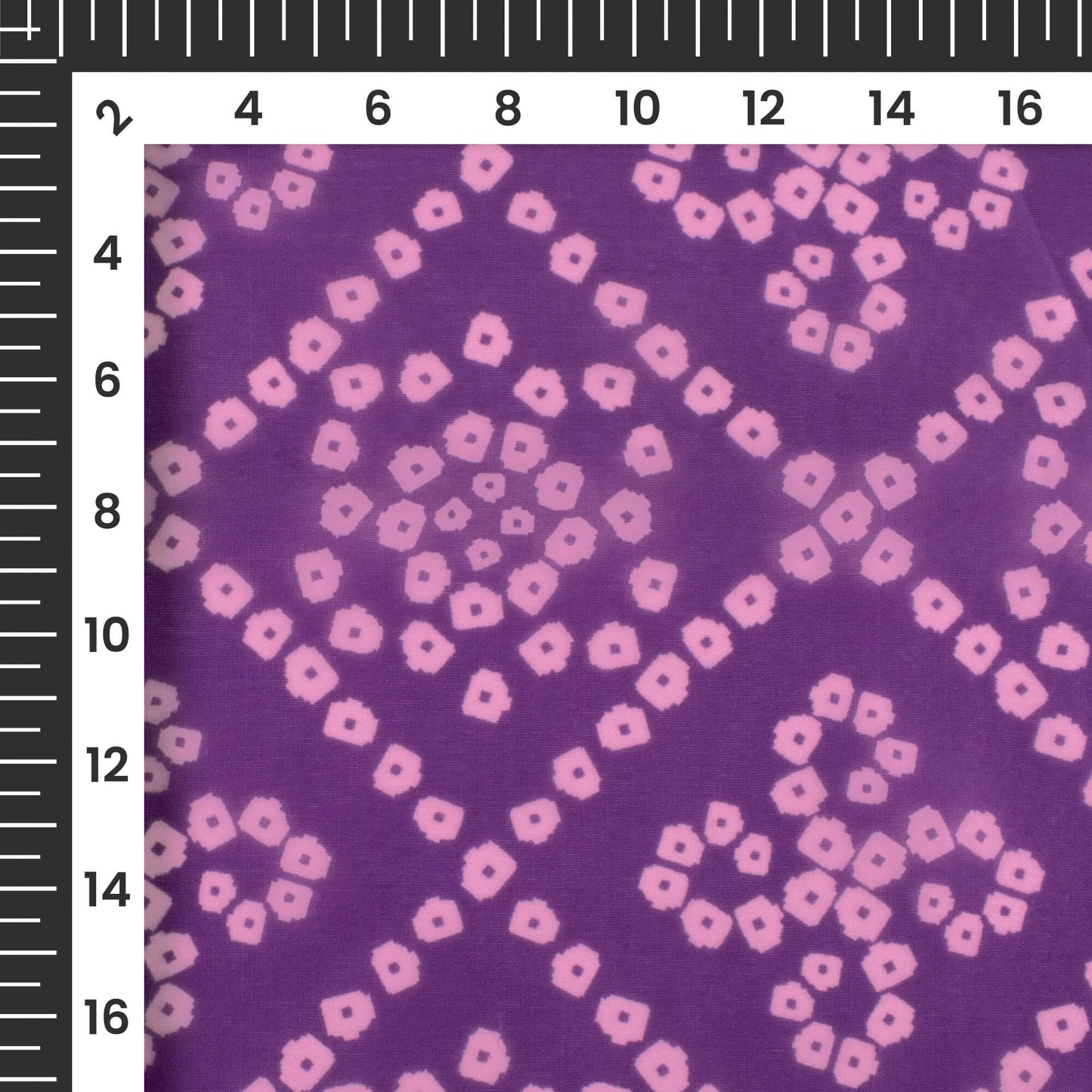 Grape Purple And White Bandhani Pattern Digital Print Organza Satin Fabric