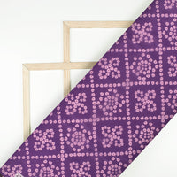 Grape Purple And White Bandhanii Pattern Digital Print Organza Satin Fabric