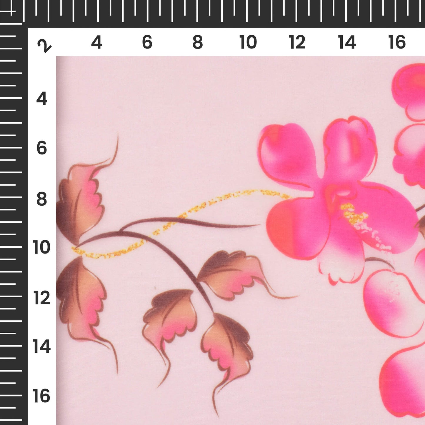 Baby Pink Floral Pattern Digital Print Organza Satin Fabric