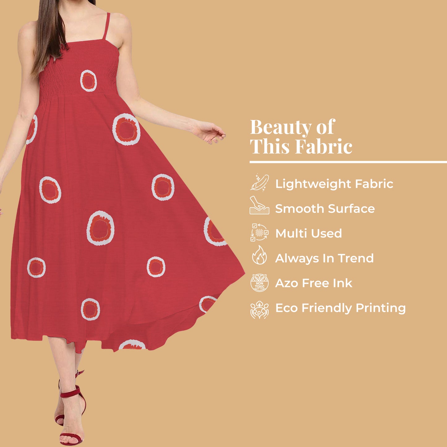 Vermilion Red And White Shibori Pattern Digital Print Organza Satin Fabric
