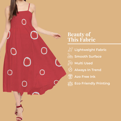 Vermilion Red And White Shiiborii Pattern Digital Print Organza Satin Fabric