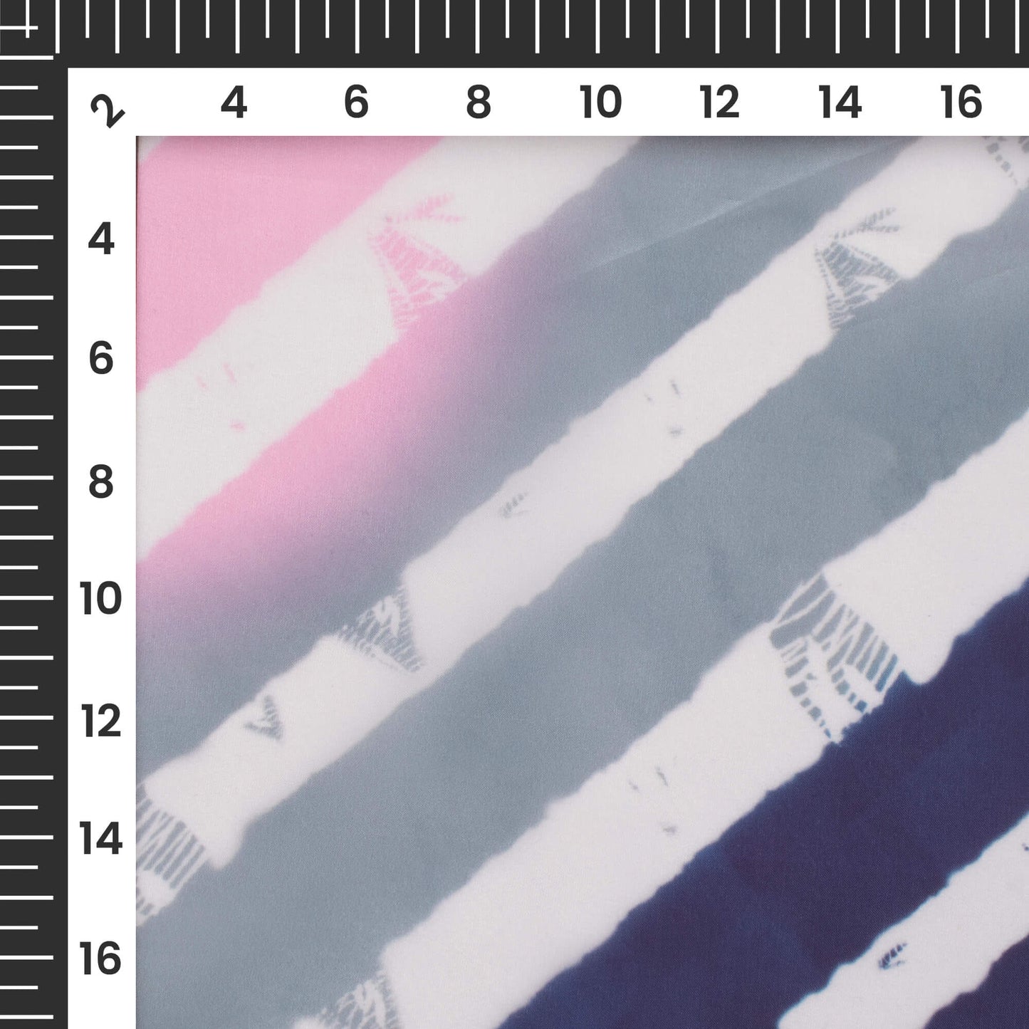 Taffy Pink and Grey Leheriya Pattern Digital Print Organza Satin Fabric
