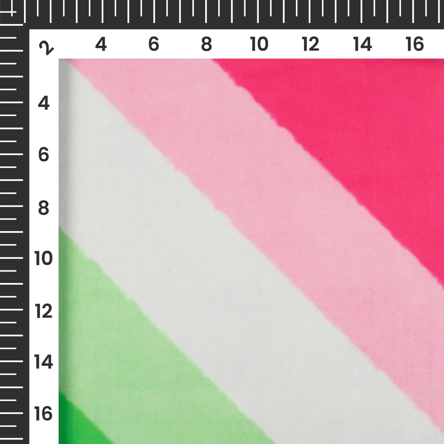 Fuchsia And Kelly Green Leheriya Pattern Digital Print Organza Satin Fabric