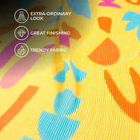 Mellow Yellow And Orange Polka Dots Pattern Digital Print Georgette Pleated Fabric