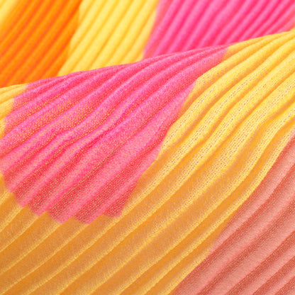 Mellow Yellow And Orange Polka Dots Pattern Digital Print Georgette Pleated Fabric