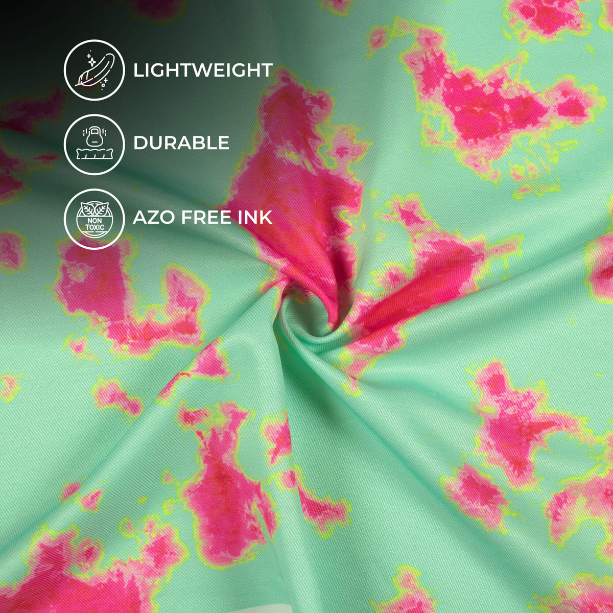 Mint Green And Pattern Digital Print Twill Fabric (Width 56 Inches)