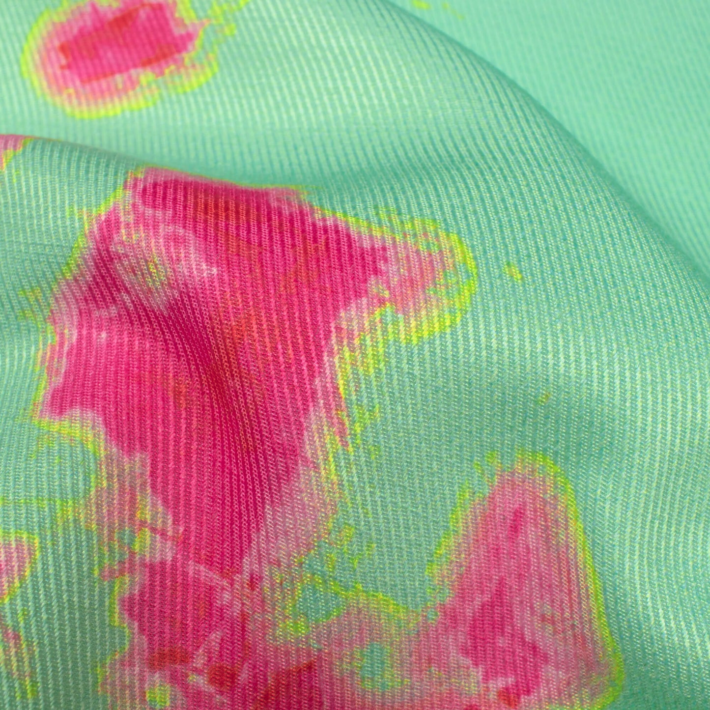 Mint Green And Pattern Digital Print Twill Fabric (Width 56 Inches)