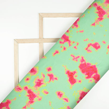 Mint Green And Pattern Digital Print Twill Fabric (Width 56 Inches)