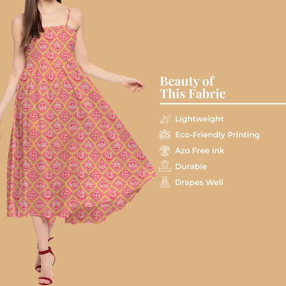 Punch Pink And White Bandhanii Pattern Digital Print Twill Fabric (Width 56 Inches)