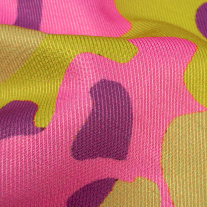 Taffy Pink And Yellow Camouflage Pattern Digital Print Twill Fabric (Width 56 Inches)
