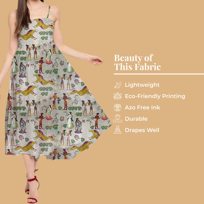 Multi-Color Quirky Pattern Digital Print Twill Fabric (Width 56 Inches)