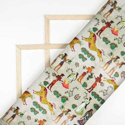 Multi-Color Quirky Pattern Digital Print Twill Fabric (Width 56 Inches)