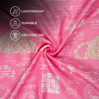 Taffy Pink And White Quiky Pattern Digital Print Twill Fabric (Width 56 Inches)