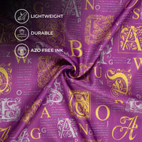 Orchid Purple And Corn Yellow Quirky Pattern Digital Print Twill Fabric (Width 56 Inches)