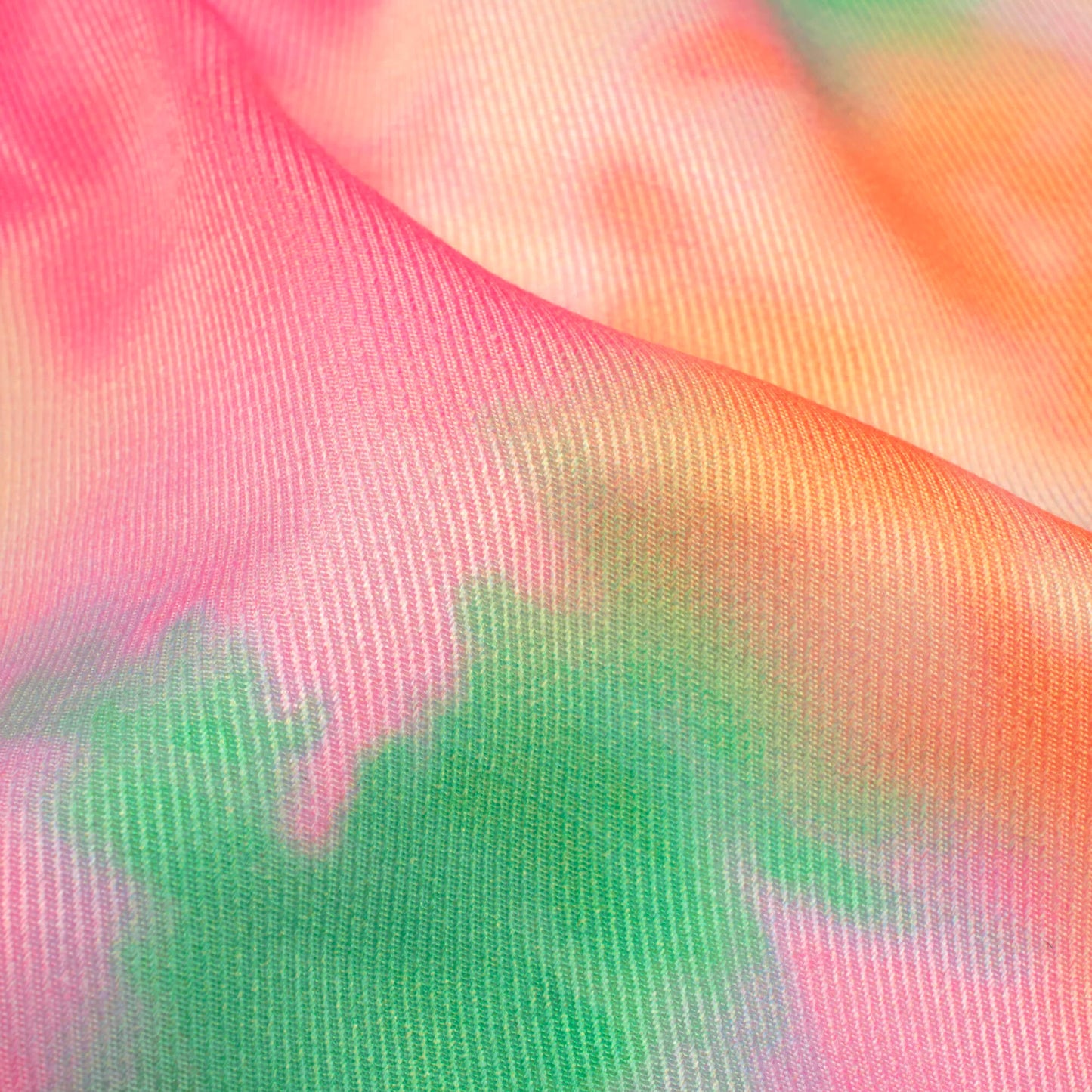 Taffy Pink And Orange Abstract Pattern Digital Print Twill Fabric (Width 56 Inches)