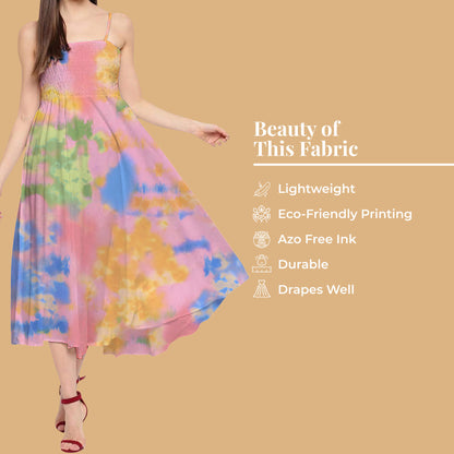 Taffy Pink And Orange Abstract Pattern Digital Print Twill Fabric (Width 56 Inches)