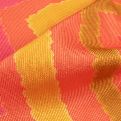 Coral Orange And Lemon Yellow Chevron Pattern Digital Print Twill Fabric (Width 56 Inches)