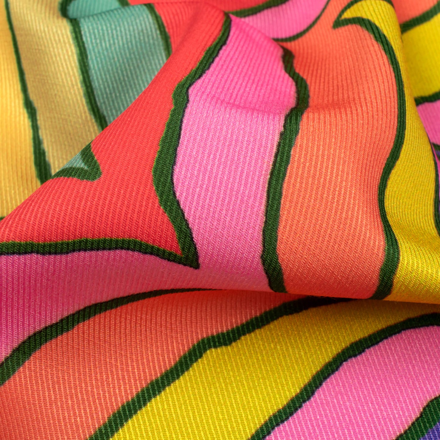 Taffy Pink And Corn Yellow Chevron Pattern Digital Print Twill Fabric (Width 56 Inches)