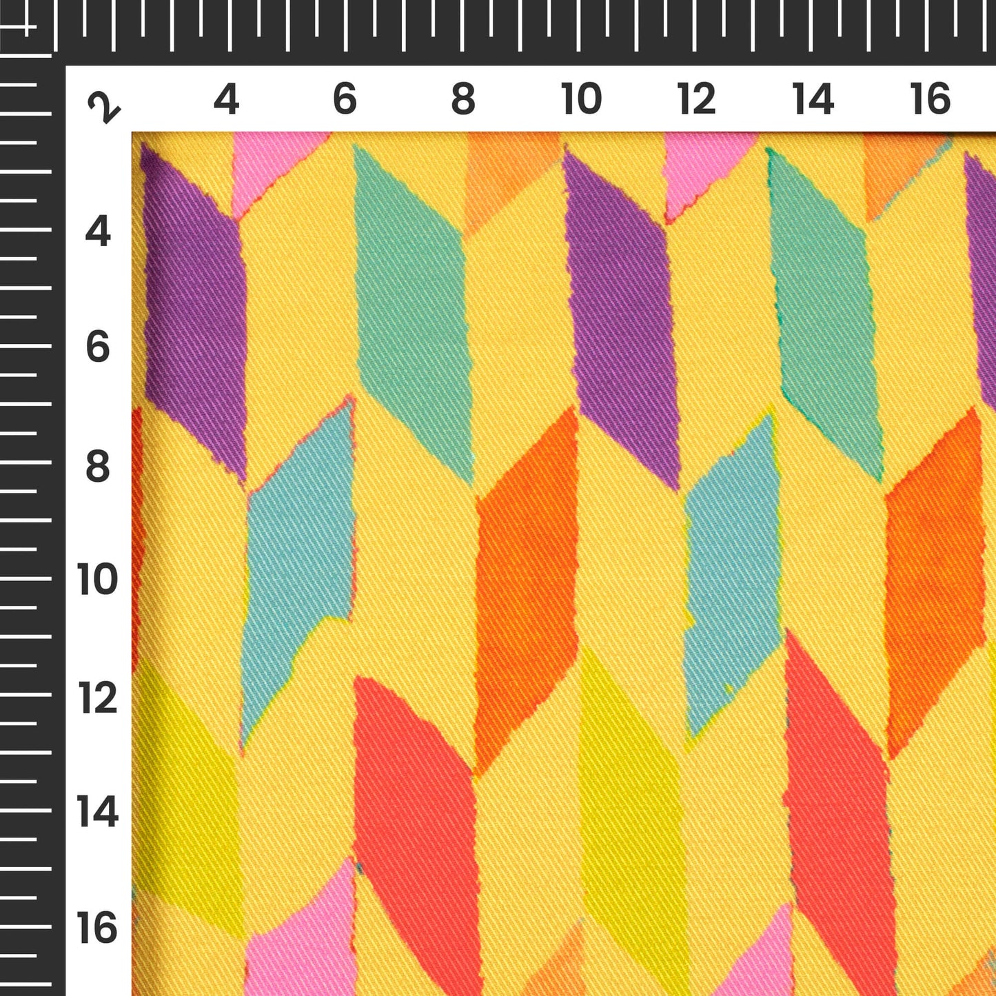 Mustard Yellow And Orange Abstract Pattern Digital Print Twill Fabric (Width 56 Inches)