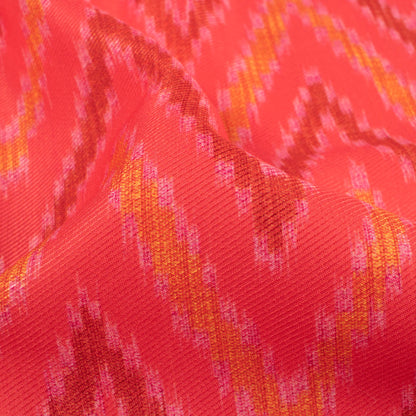 Persian Red And Yellow Chevron Pattern Digital Print Twill Fabric (Width 56 Inches)