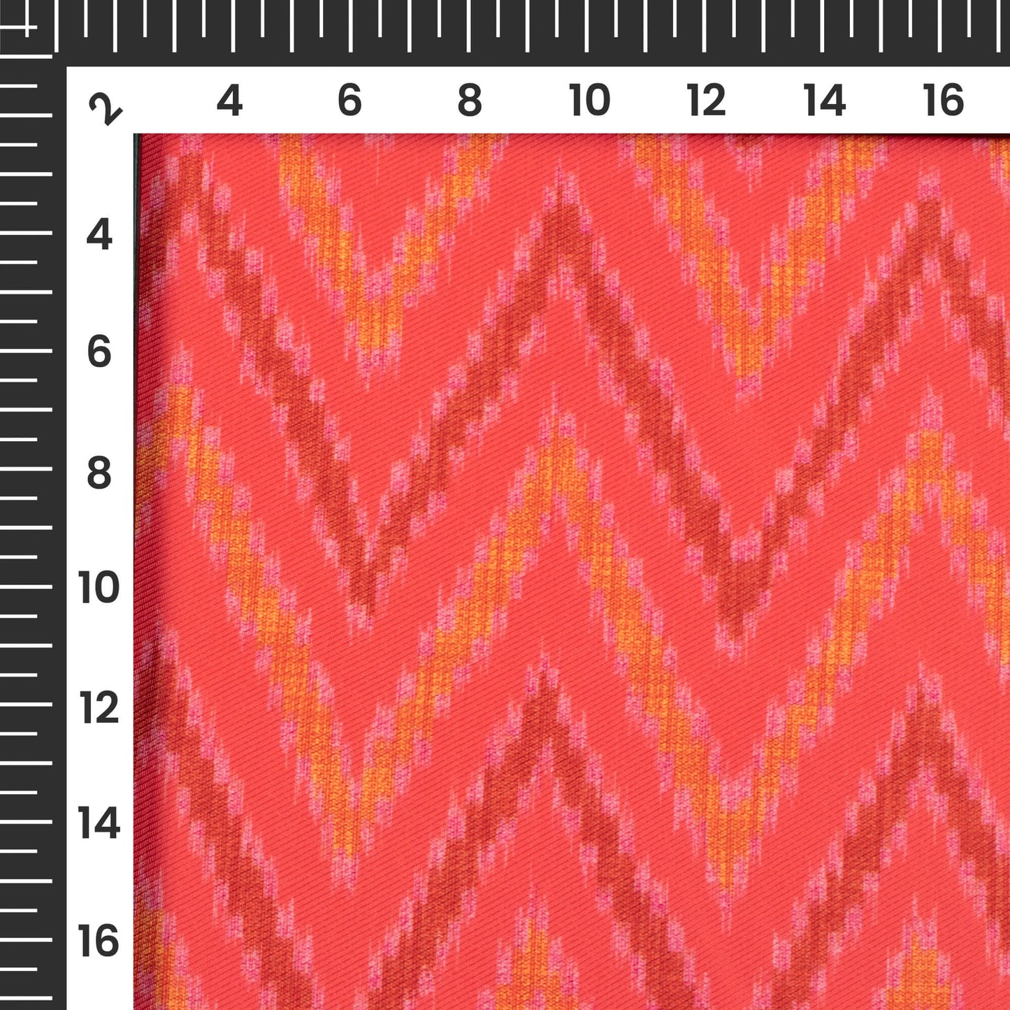 Persian Red And Yellow Chevron Pattern Digital Print Twill Fabric (Width 56 Inches)